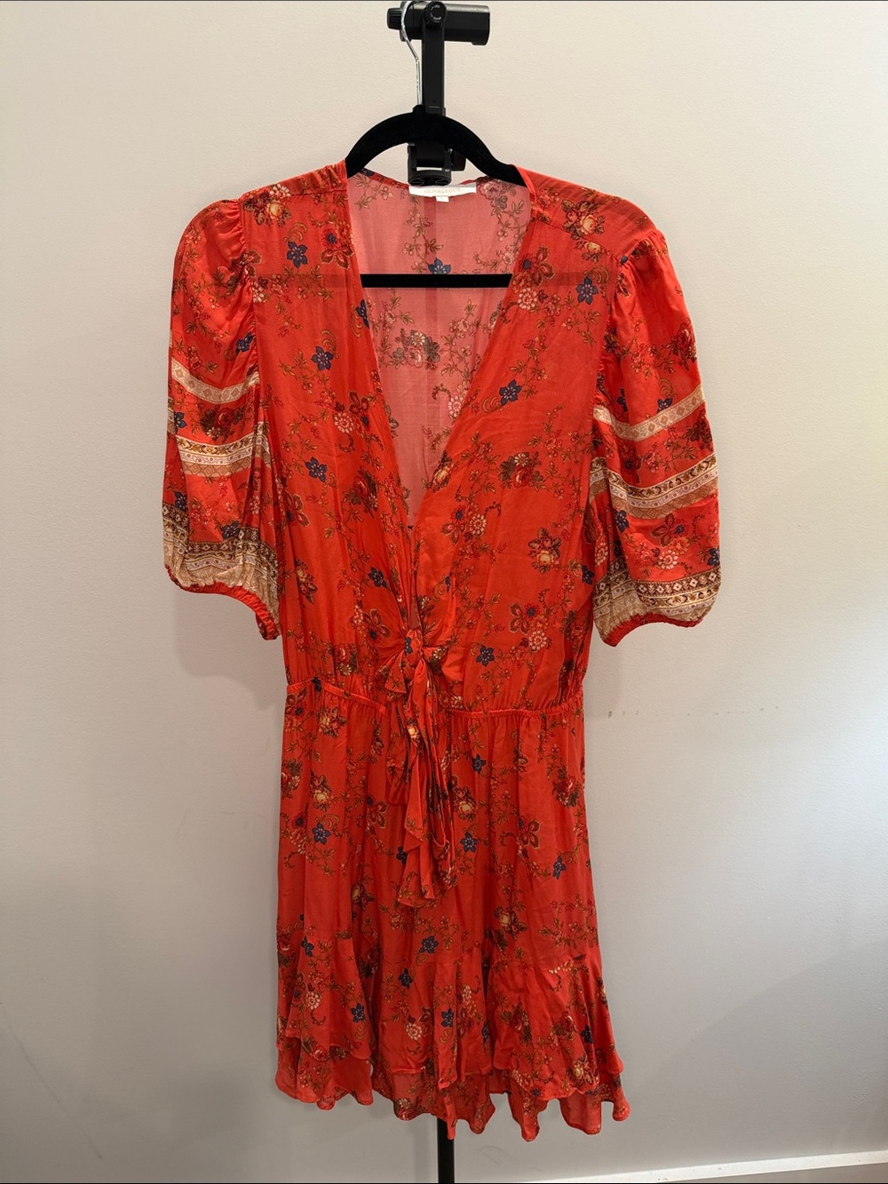 Rust Orange Floral Olivaceous Short Sleeve Sundress
